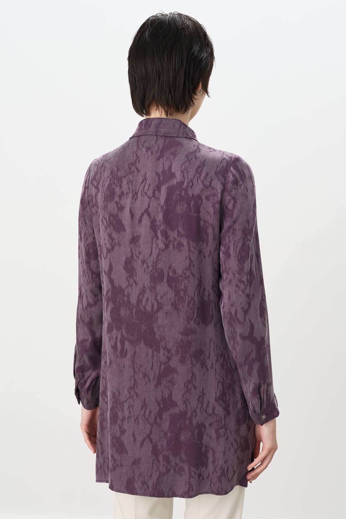 Premium Shirt Collar Cupra Tunic - Plum