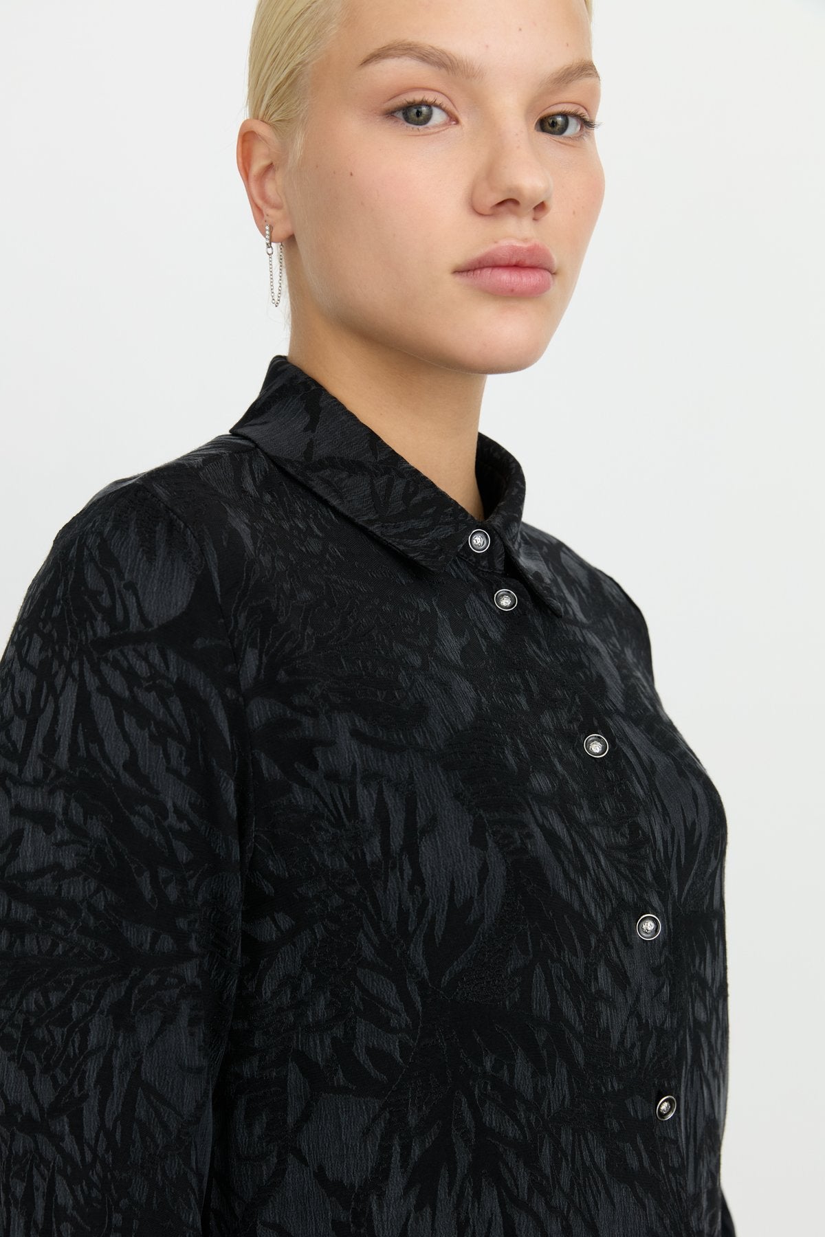 Premium Shirt Collar Cupra Tunic - Black