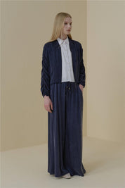 Premium Kol Detaylı Cupra Ceket - Lacivert