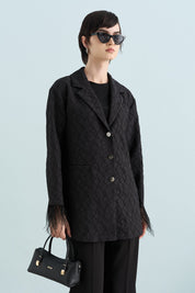 Premium Kolları Otriş Detaylı Ceket - Siyah