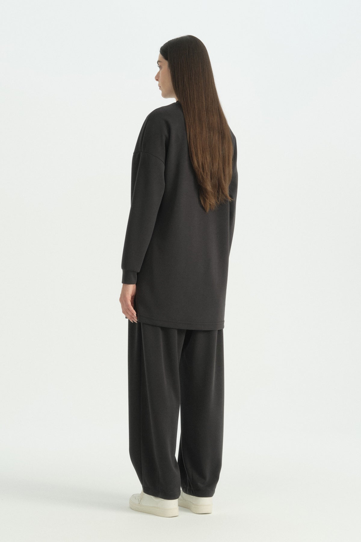 Embroidered Knit Trousers Modal Blend Set - Black