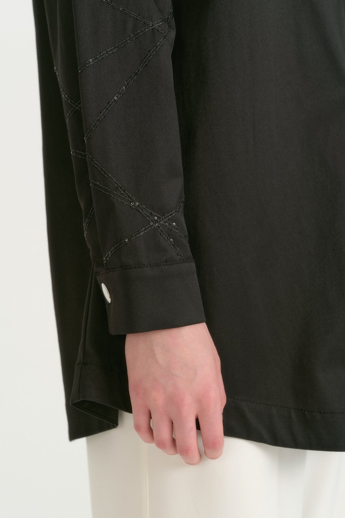 Sequin-Embroidered Cotton Tunic - Black
