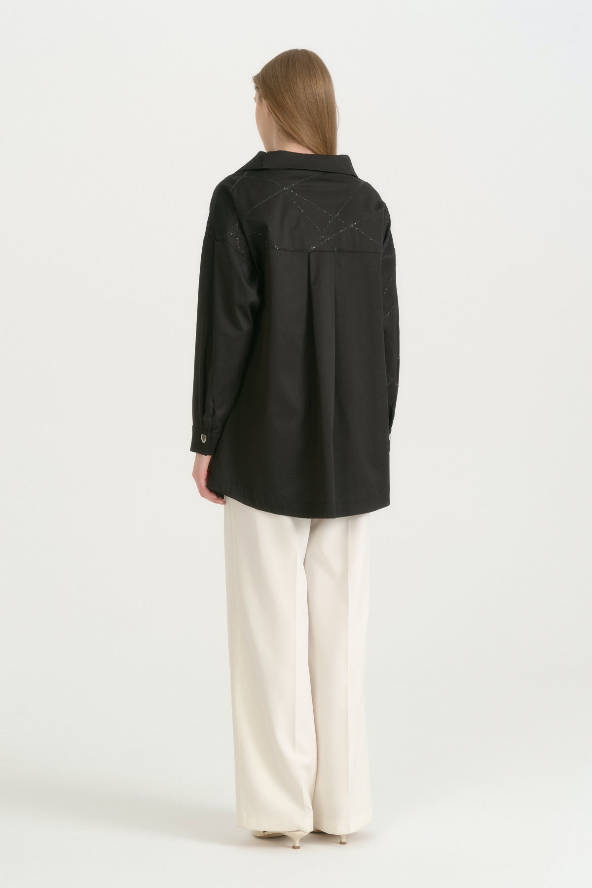 Sequin-Embroidered Cotton Tunic - Black
