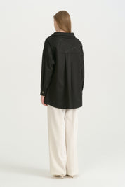Sequin-Embroidered Cotton Tunic - Black