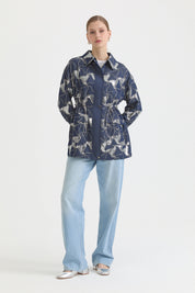 Pul Payet Kumaş Mixli rayon Ceket - İndigo