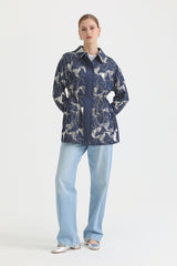 Pul Payet Kumaş Mixli rayon Ceket - İndigo