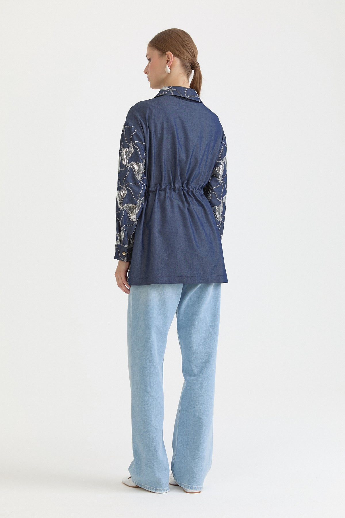 Pul Payet Kumaş Mixli rayon Ceket - İndigo
