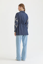 Pul Payet Kumaş Mixli rayon Ceket - İndigo