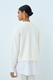Sequined Shirt Garni Angora Tunic - Ecru