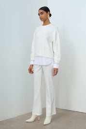 Sequined Shirt Garni Angora Tunic - Ecru