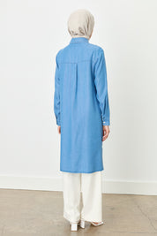 Tassel Detail Tencel Tunic - Ice