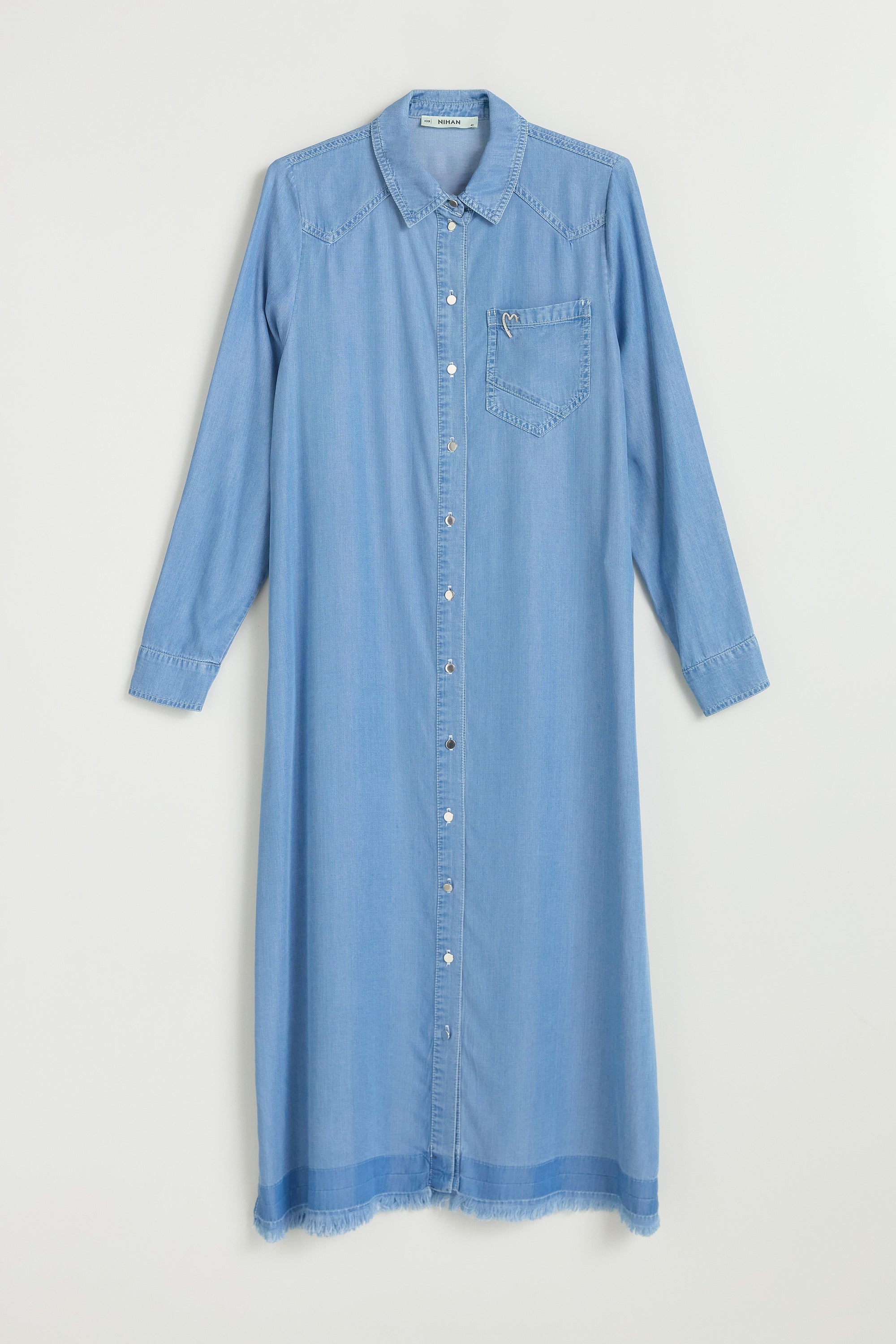 Püskül ve Rivet Detaylı Lyocell Tunik - Buz