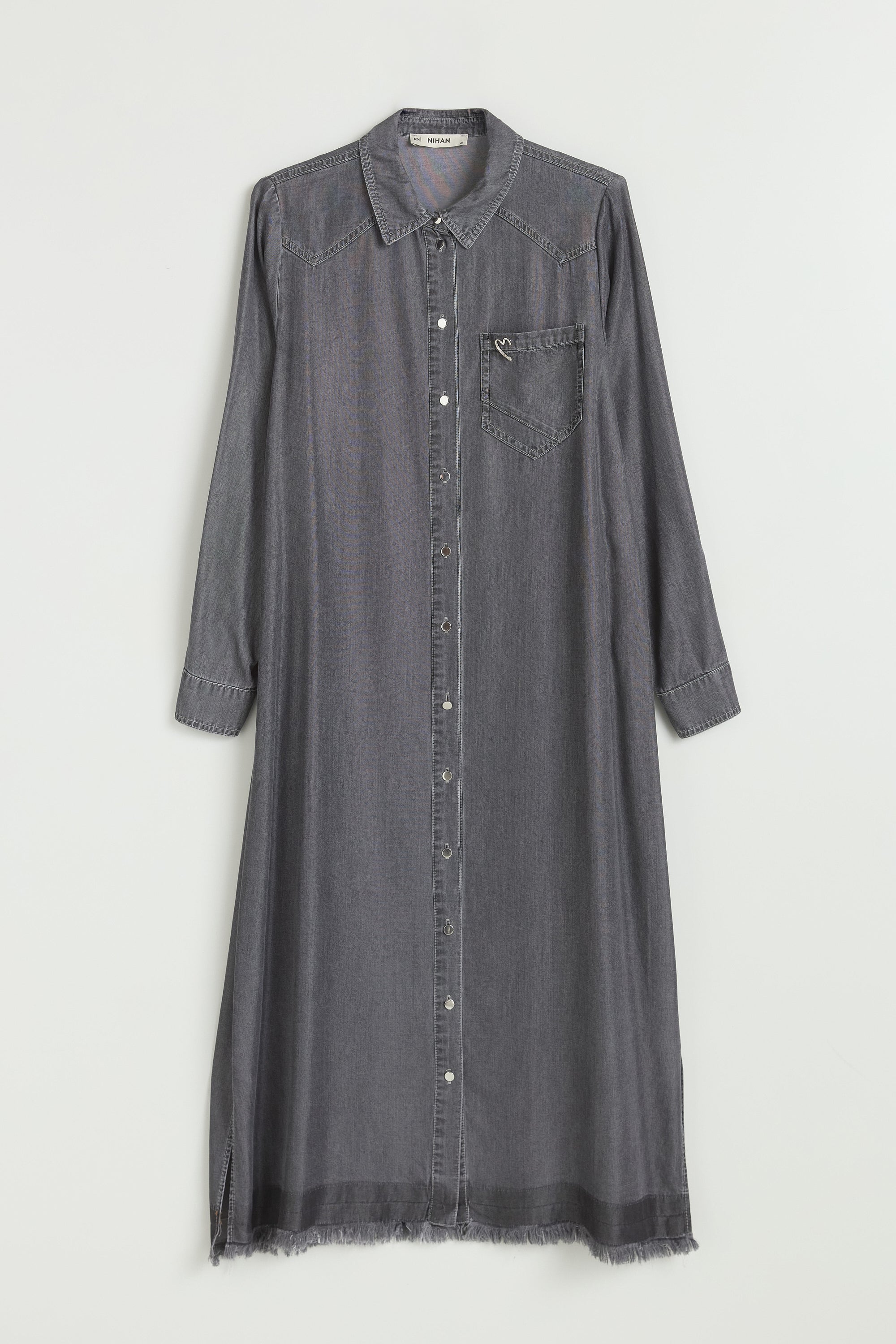 Püskül ve Rivet Detaylı Lyocell Tunik - Füme
