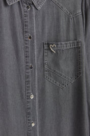 Püskül ve Rivet Detaylı Lyocell Tunik - Füme