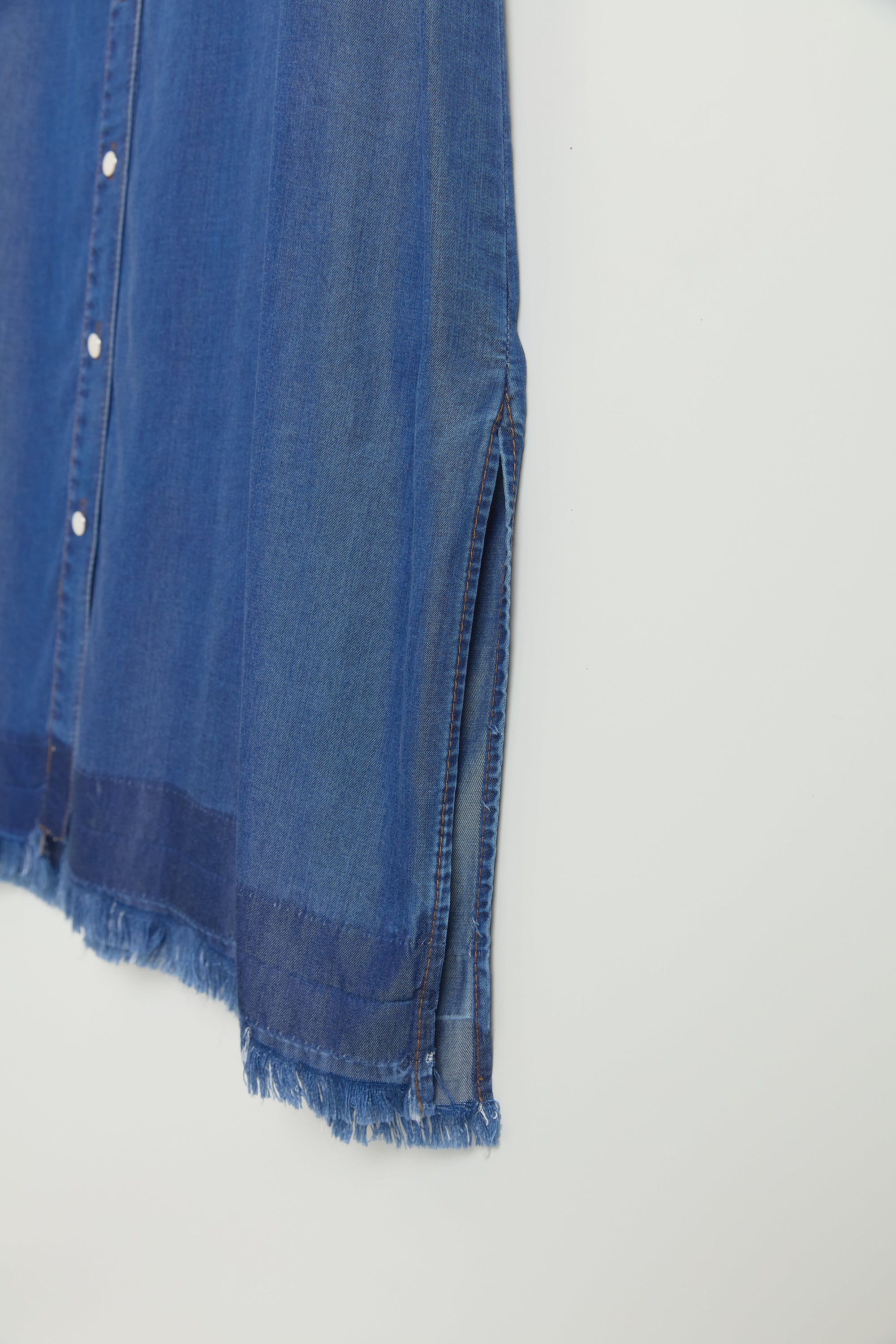 Püskül ve Rivet Detaylı Lyocell Tunik - İndigo