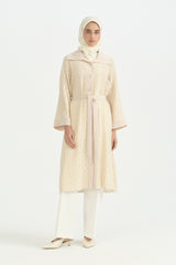 Rahat Kalıp Dantel Abaya - Bej