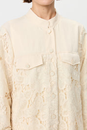 Relaxed Fit Lace Jacket - Beige