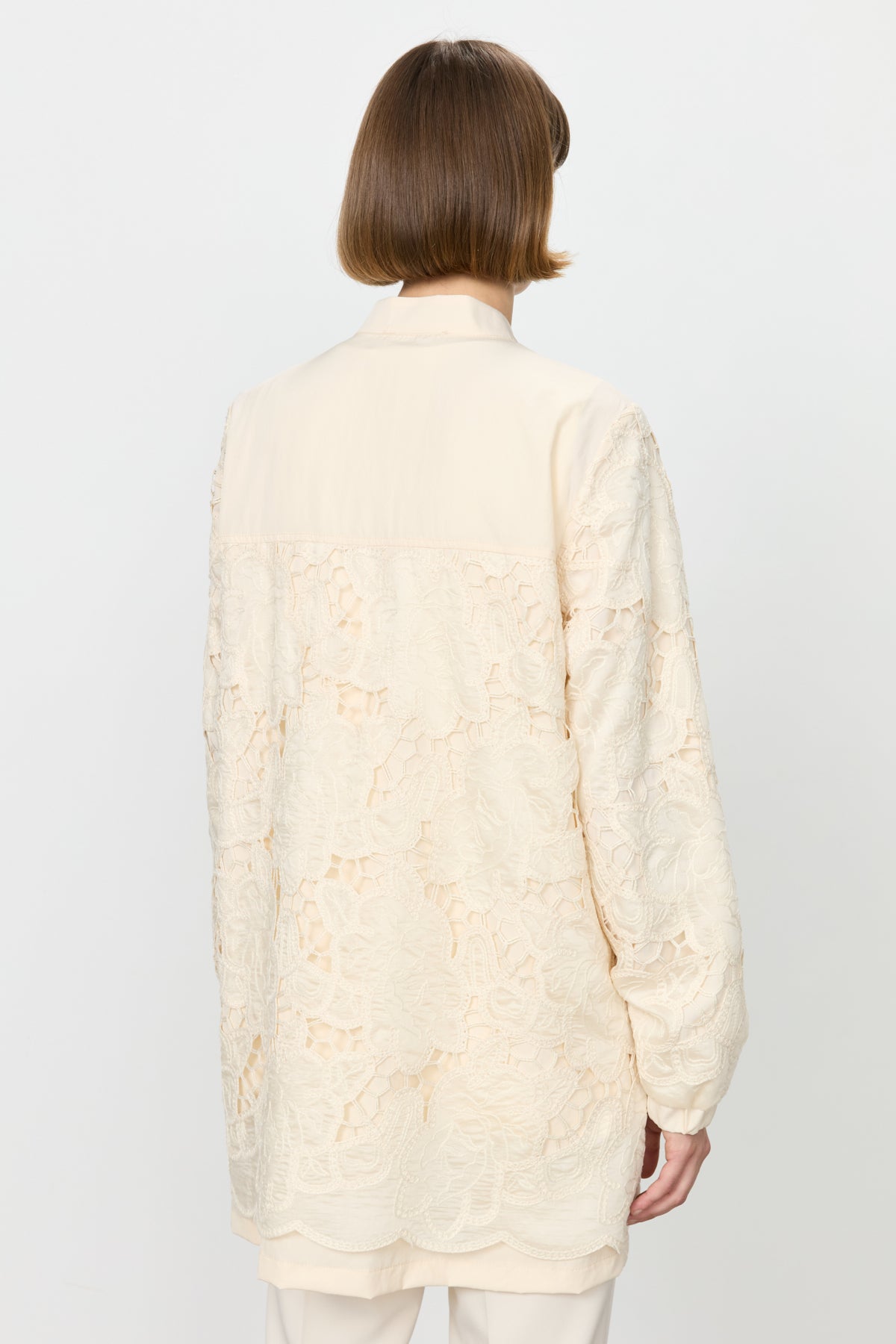 Relaxed Fit Lace Jacket - Beige