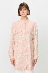 Relaxed Fit Lace Jacket - Powder Pink