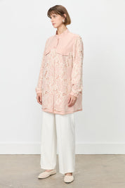 Relaxed Fit Lace Jacket - Powder Pink