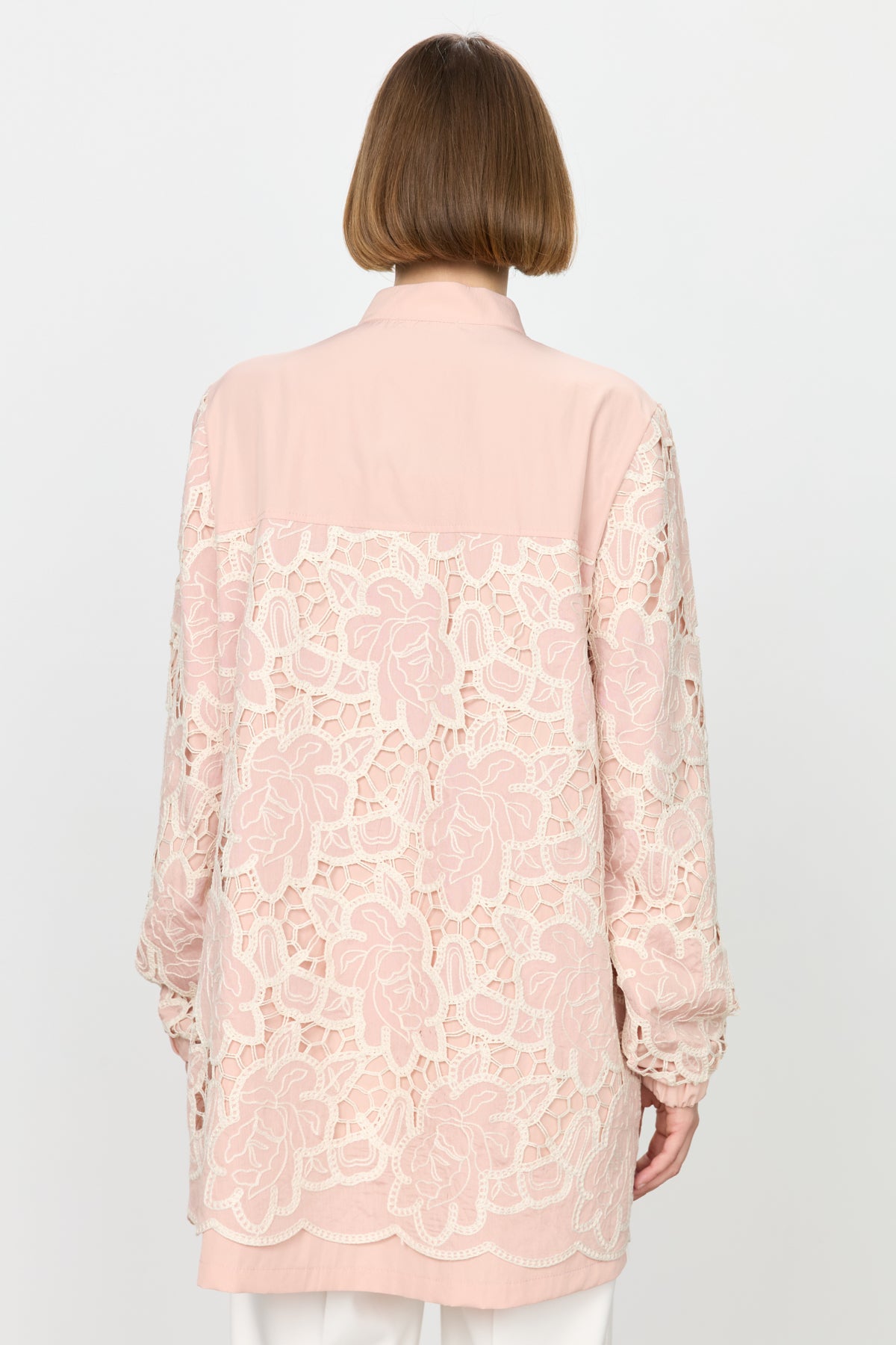 Relaxed Fit Lace Jacket - Powder Pink