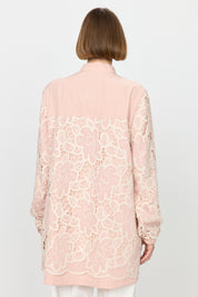 Relaxed Fit Lace Jacket - Powder Pink