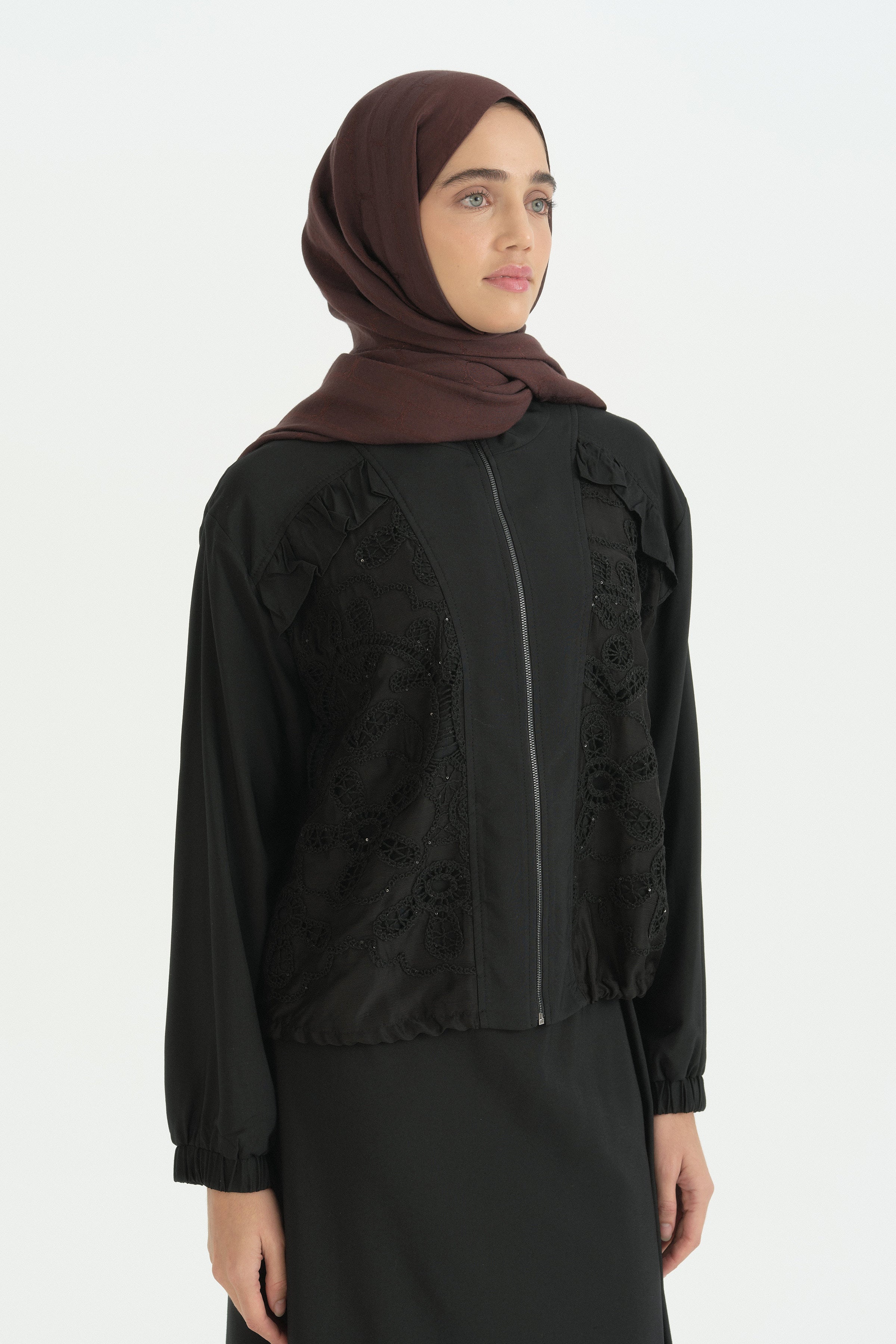 Rahat Kalıp Etek Ceket Tencel Takım - Siyah