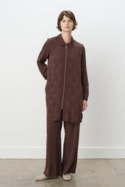 Relaxed Fit Jacquard Suit - Coffee