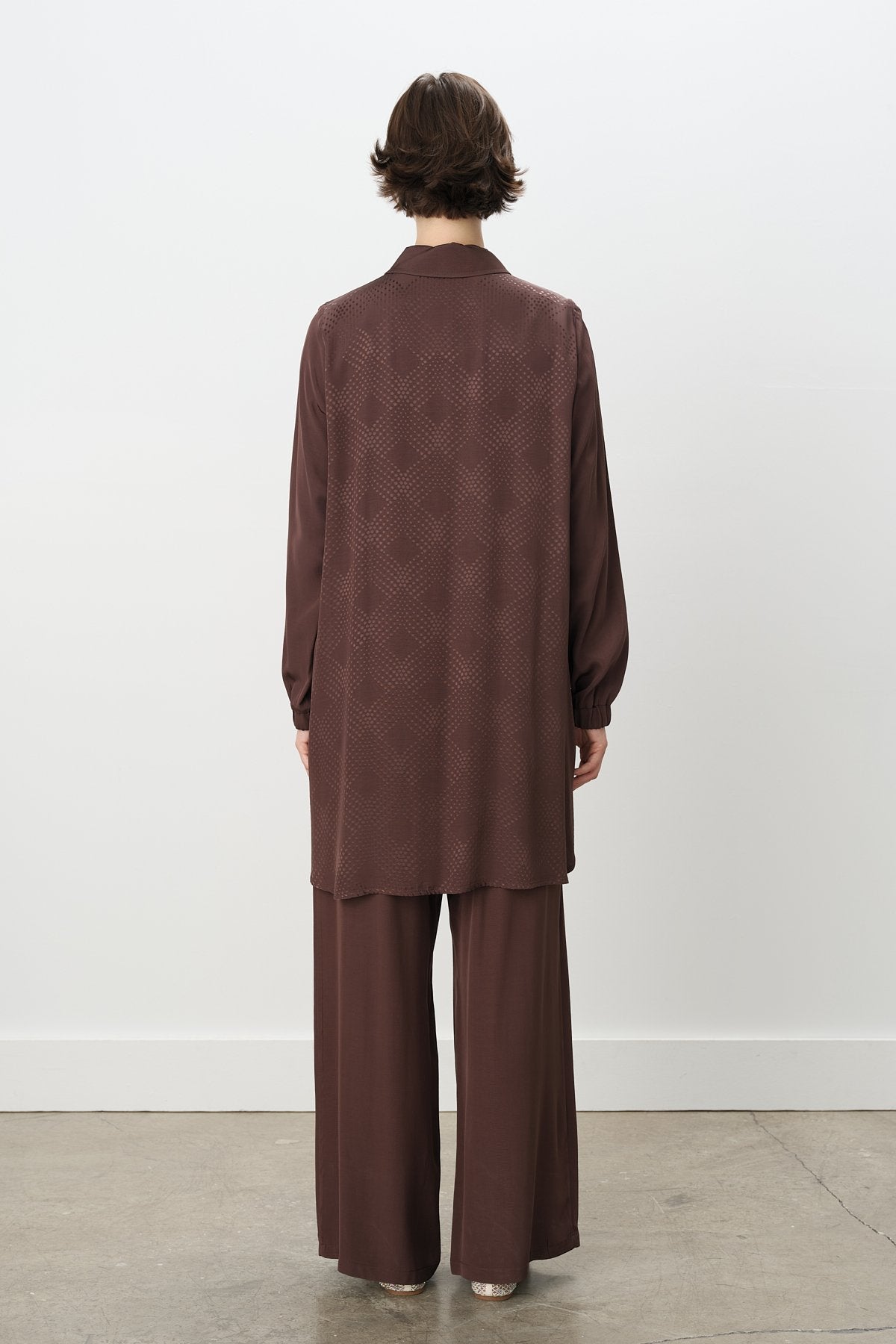 Relaxed Fit Jacquard Suit - Coffee