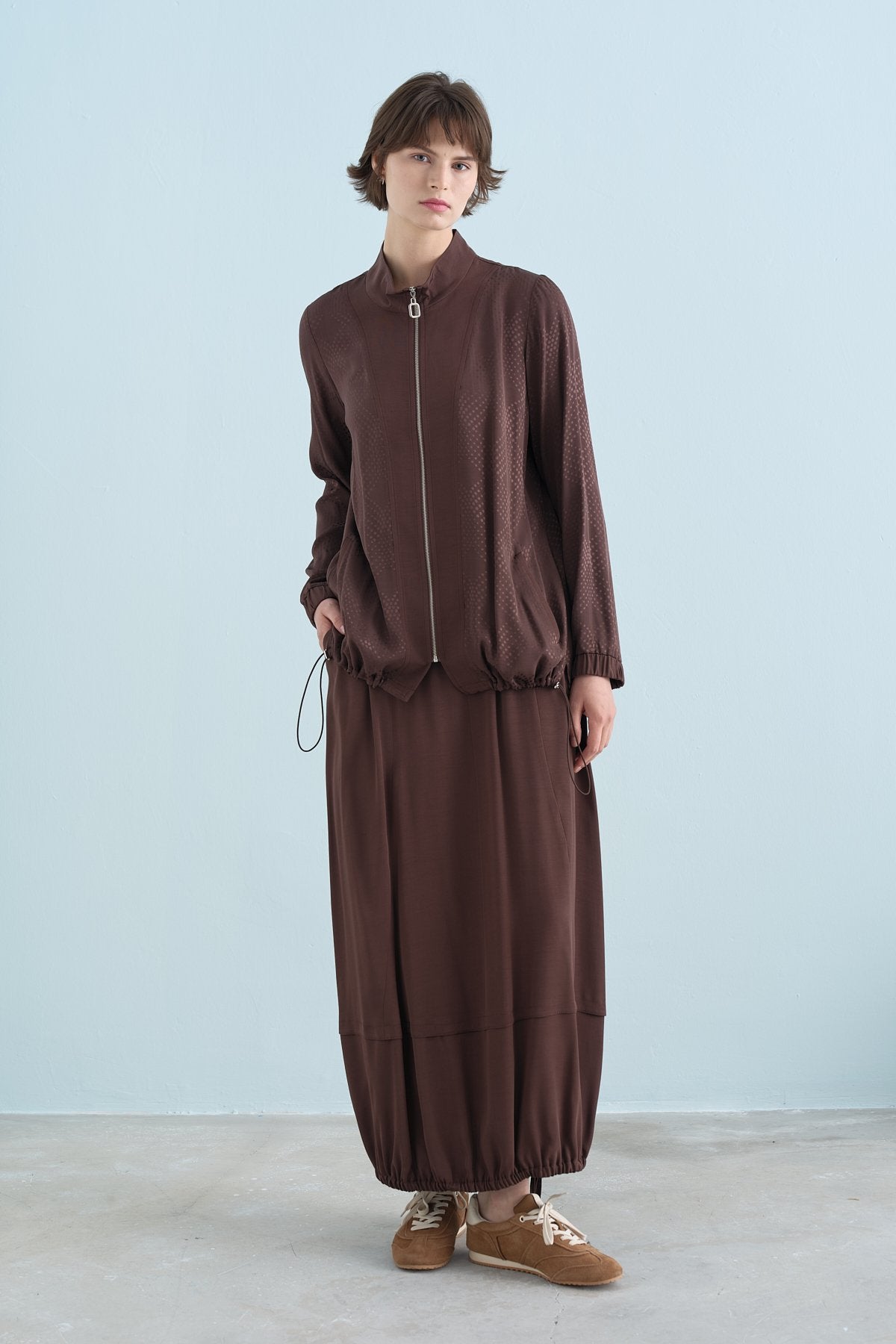 Relaxed Fit Jacquard Suit - Coffee