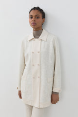 Relaxed Fit Wrap-Around Tweed Coat - Ecru