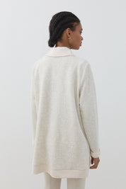Relaxed Fit Wrap-Around Tweed Coat - Ecru