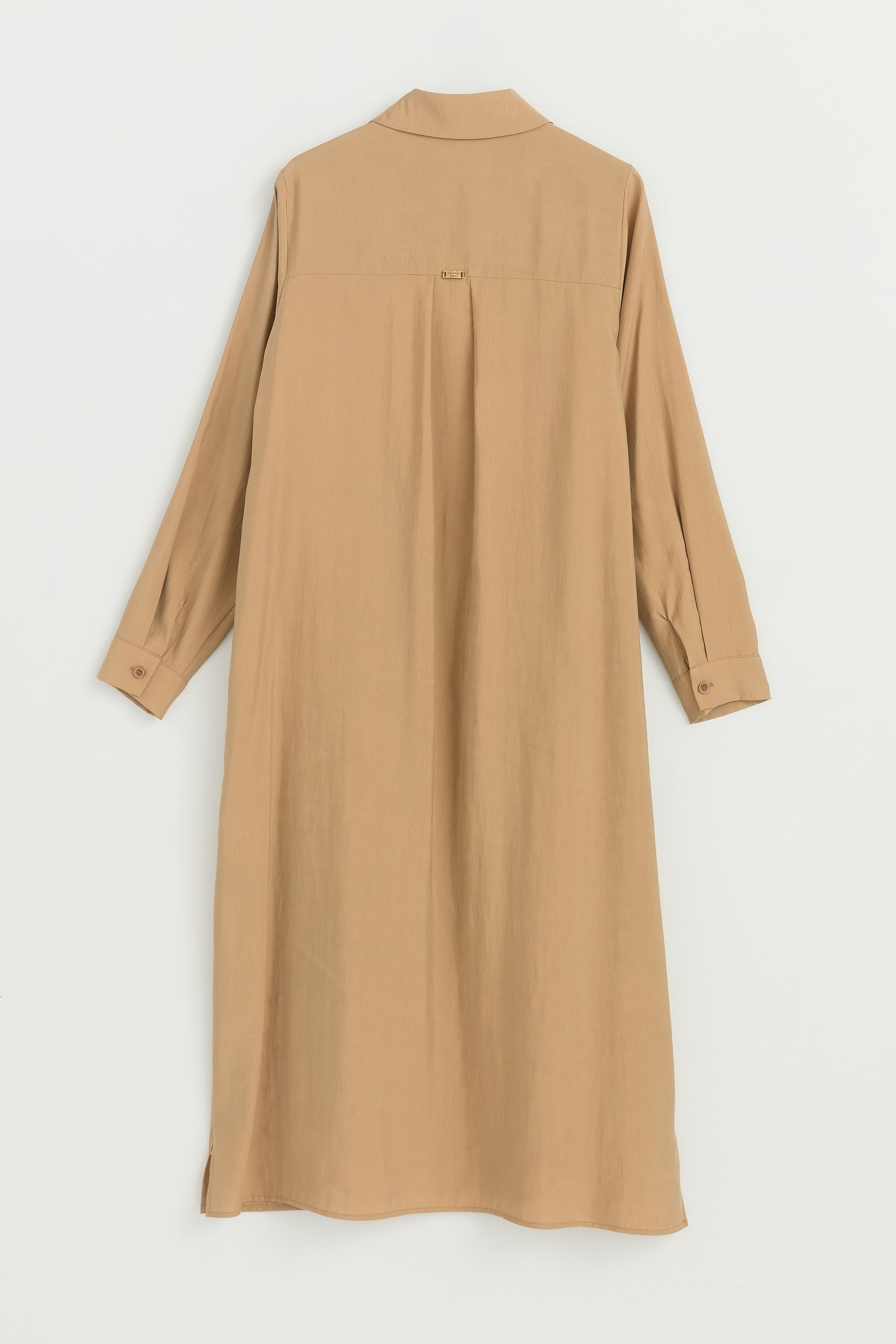 Rahat Kalıp Lyocell Uzun Tunik - Camel