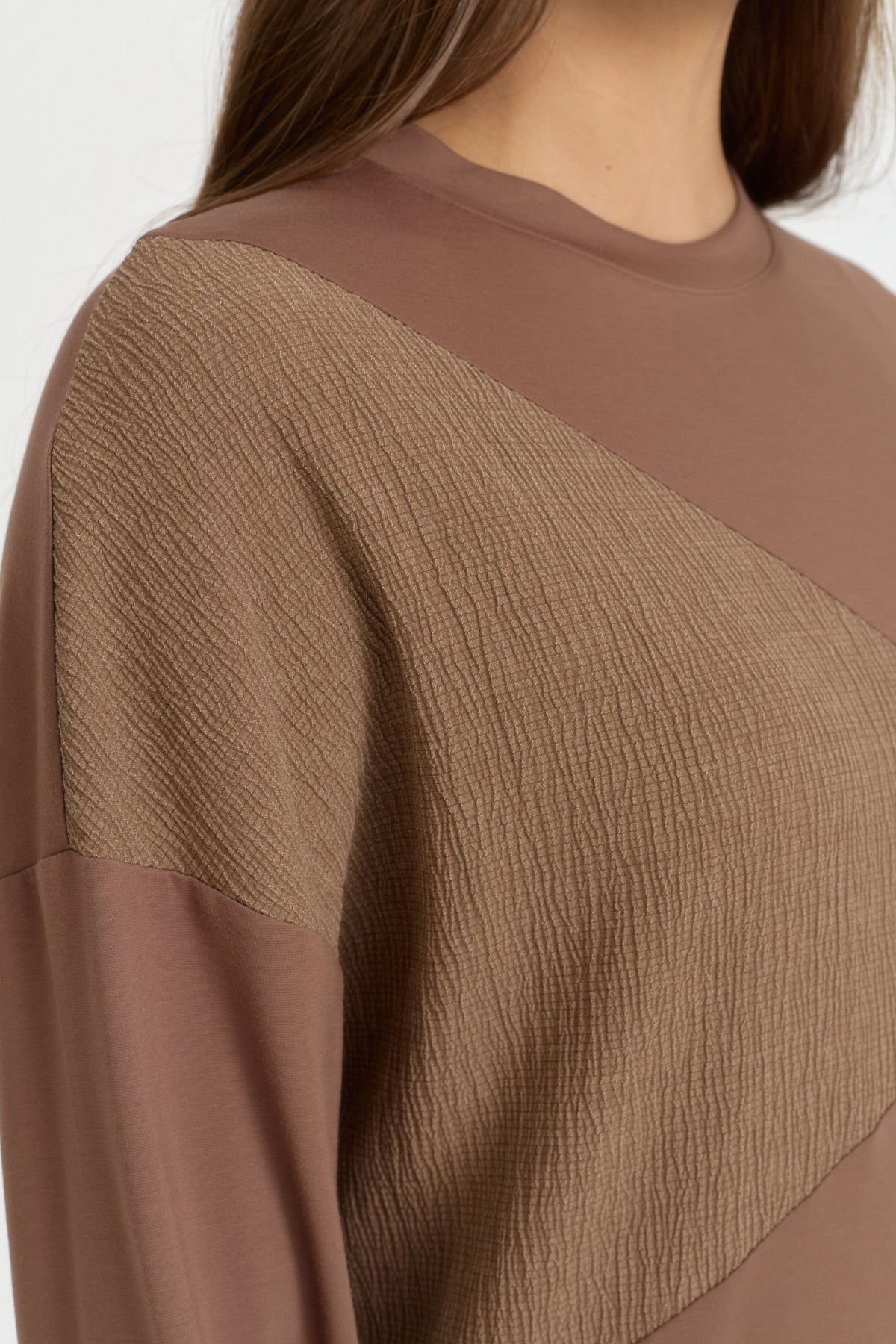 Rahat Kalıp Örme Pantolon rayon karışımlı Takım - Kahve