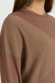 Rahat Kalıp Örme Pantolon rayon karışımlı Takım - Kahve