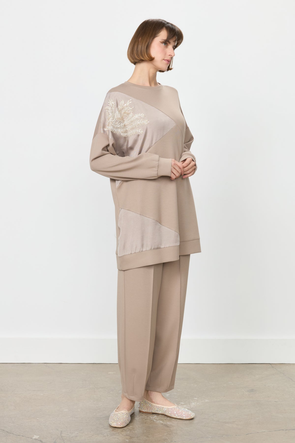 Relaxed Fit Knitted Set - Beige