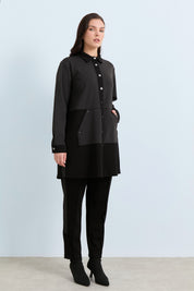 Relaxed Fit Pants and Tunic Set - Black