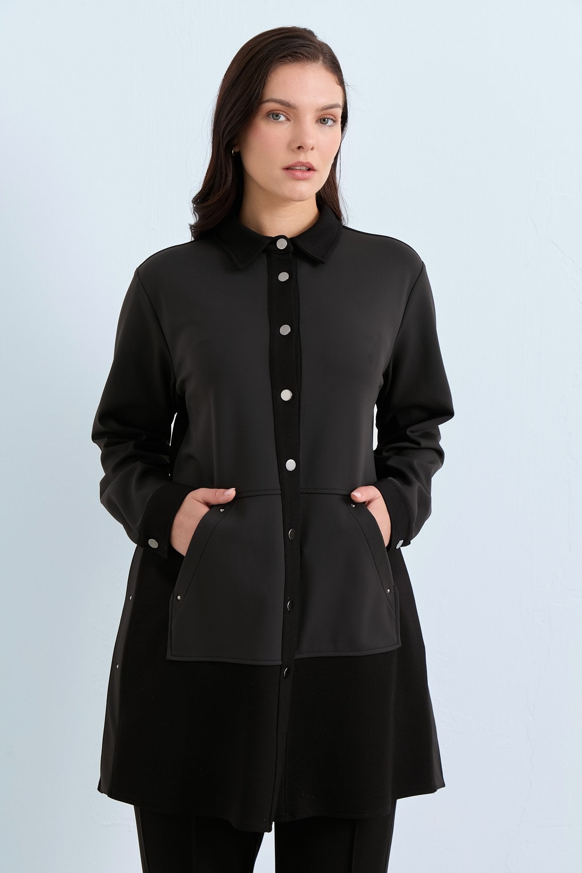 Relaxed Fit Pants and Tunic Set - Black