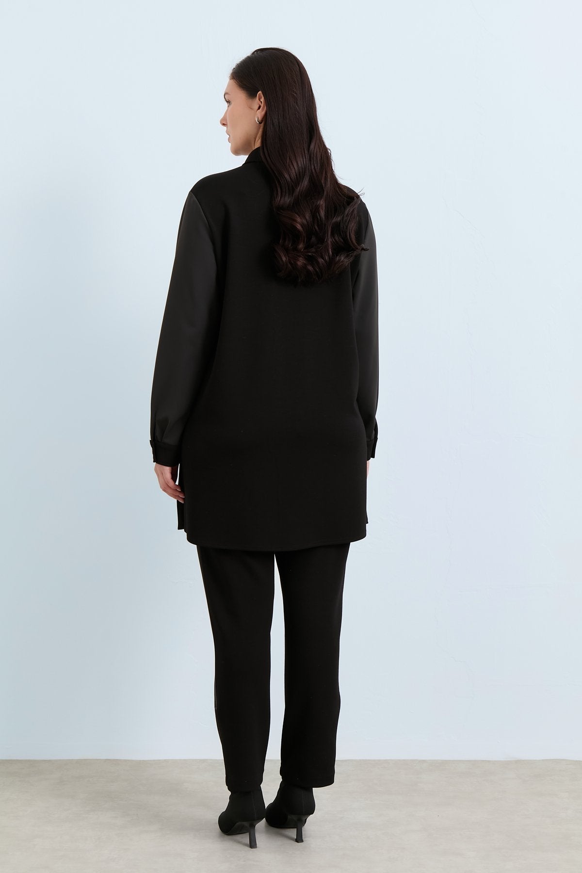 Relaxed Fit Pants and Tunic Set - Black