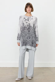 Relaxed Fit Viscose Pants and Tunic Set - Grey