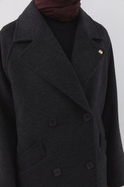 Wrap Coat with Raglan Sleeves - Anthracite