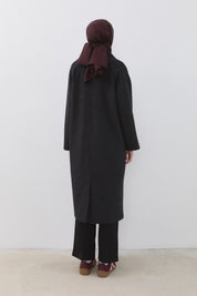 Wrap Coat with Raglan Sleeves - Anthracite