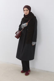 Wrap Coat with Raglan Sleeves - Anthracite