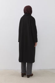 Reglan Kollu Kruvaze Kaban - Siyah