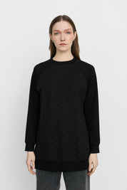 Reglan Kollu Örme Sweat - Siyah