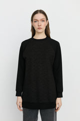 Reglan Kollu Örme Sweat - Siyah