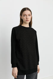 Reglan Kollu Örme Sweat - Siyah