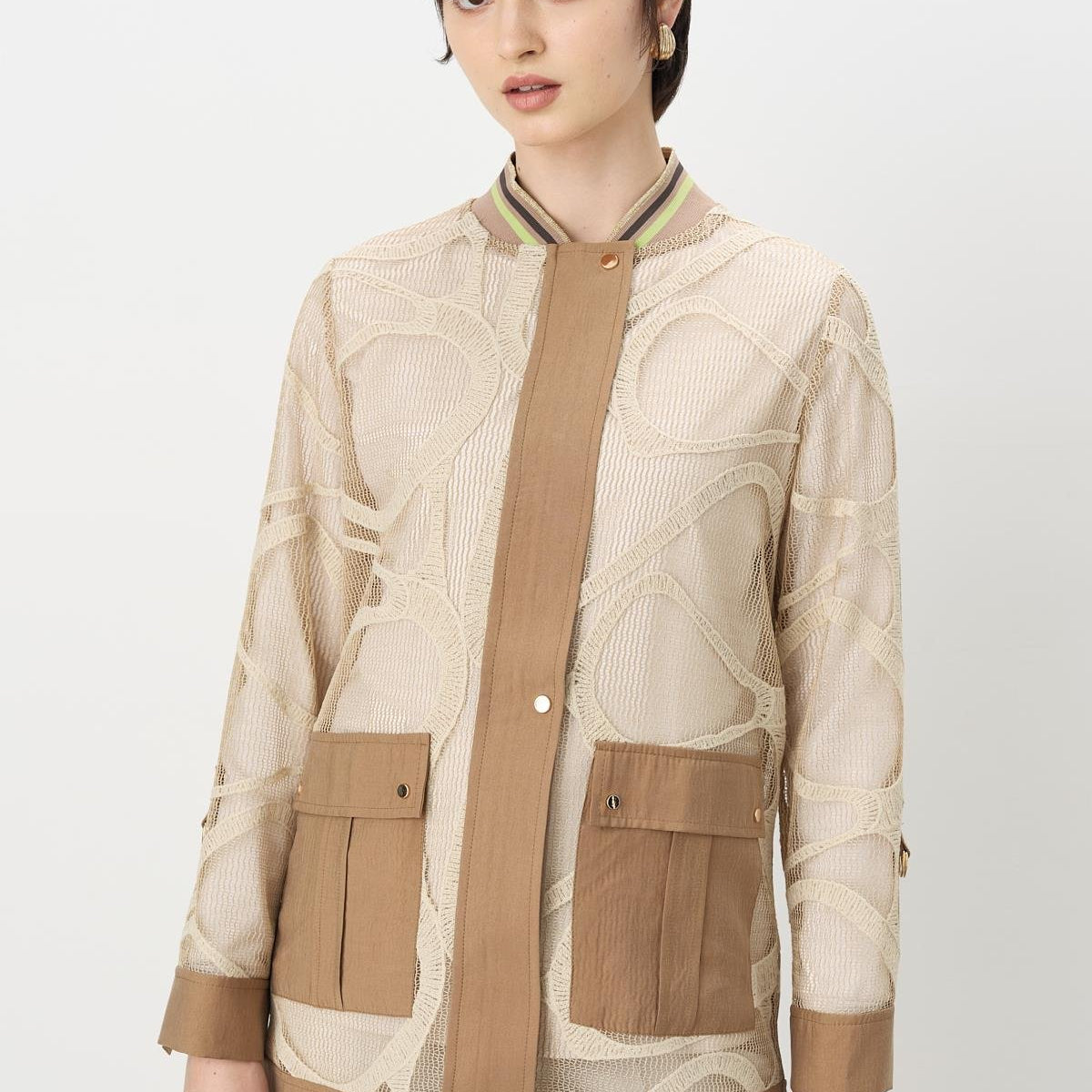 Ribana Detaylı Dantel Ceket - Camel