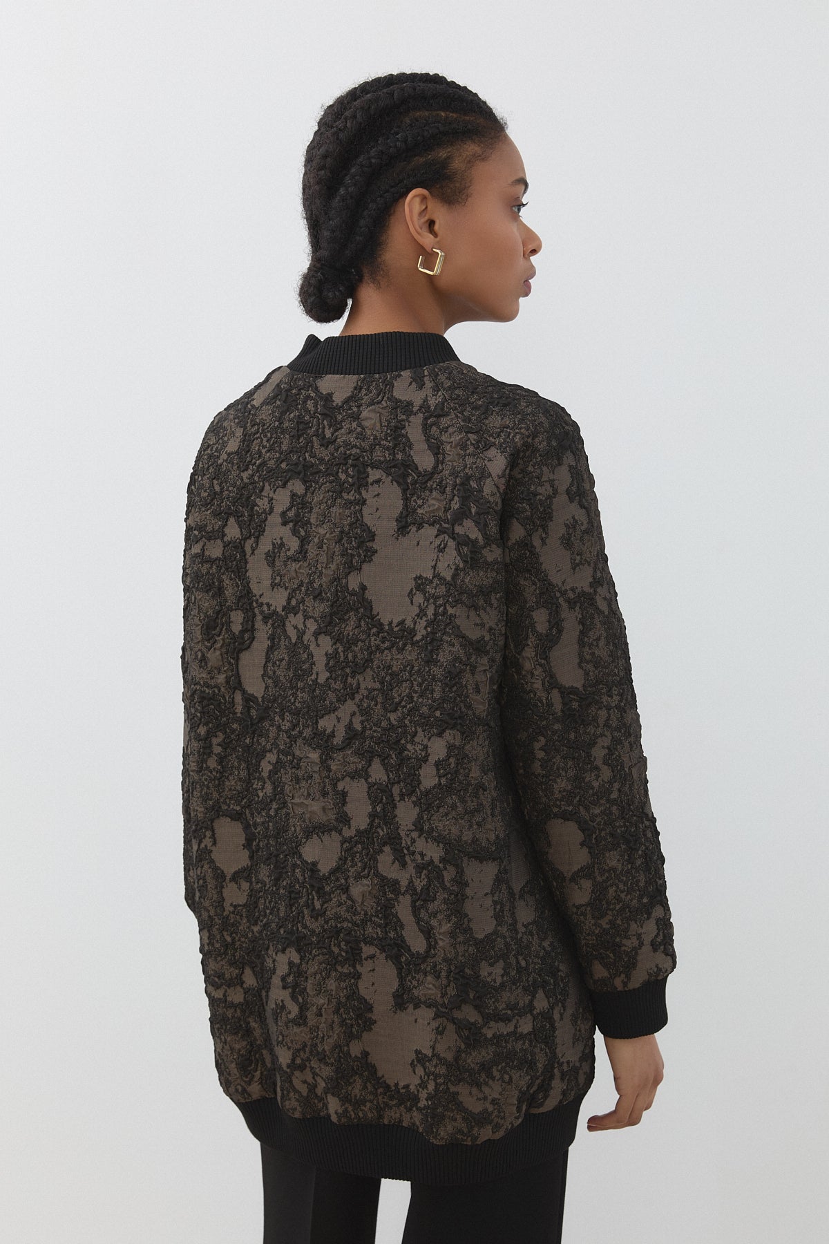 Ribbed Jacquard Jacket - Mink
