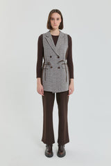 Ribbed Double-Breasted Vest - Brown